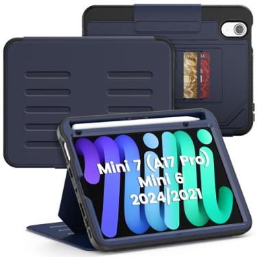 Imagem de SEYMAC Capa para iPad Mini 7 (A17 Pro)/Mini 6 8,3 polegadas 2024/2021, para iPad Mini 7ª/6ª geração, capa magnética forte com hibernar/despertar automático, suporte de lápis, suporte ajustável de