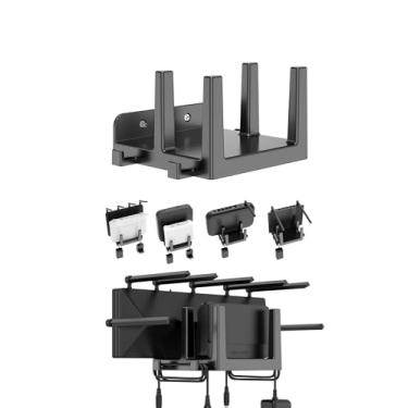 Imagem de NOTMBESTM Prateleira de parede para roteador WiFi, modem, TV Box, prateleira universal compatível com laptop, celular, tablet e outros dispositivos com espessura de até 45 mm (preto)