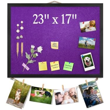 Imagem de Quadro de avisos grande de cortiça quadro de visão com feltro, quadro de pinos de exibição de 58 cm x 43 cm para paredes, mesa, joias, notas, coleção, fotos, escritório, moldura preta e placa de