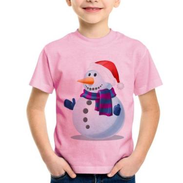 Imagem de Camiseta Infantil Boneco de neve - Foca na Moda, Rosa bebê, 10