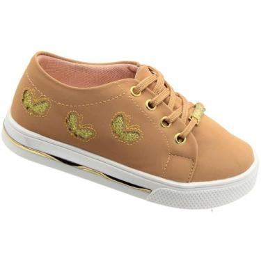 Imagem de Tênis Casual Infantil Sophia Almeida Borboletas Menina, Bege, 31