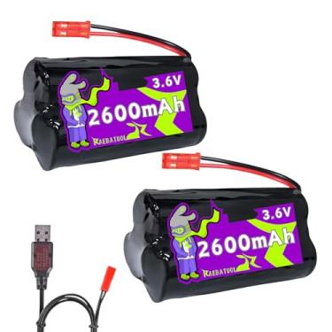 Imagem de Raebatuol Bateria recarregável de 3,6 V 2600 mAh 1 + 2 triângulo afiado Ni-MH com plugue JST (vermelho), adequado para carro de brinquedo, barco, avião, sharver, etc. com carregador (3 * AA)