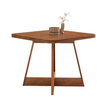 Imagem de Mesa de Jantar Quadrada com Tampo de MDP Átria Nogal e Rosê
