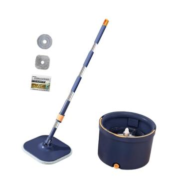 Imagem de YWJLQH MOP e Bucket Conjunto do separador de água limpa suja balde de esfregão plano para piso de ladrilho, Azul