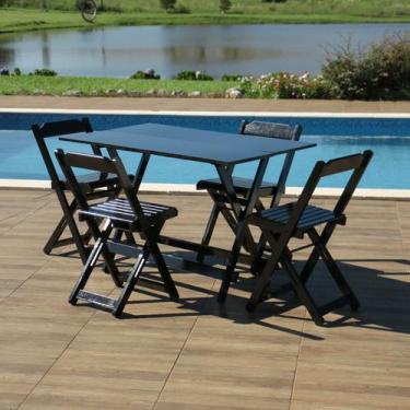 Imagem de Conjunto Dobrável 120x70 com 4 Cadeiras Preto - Móveis Britz