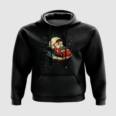Imagem de Blusa com Capuz Papai e Mamãe Noel de Trenó no Luar - A Fabriqueta, G