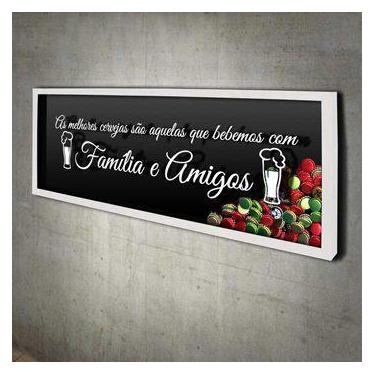 Imagem de Quadro Porta Tampinhas Melhores Cervejas 2 - Quadro Novo, Branco, 90 x