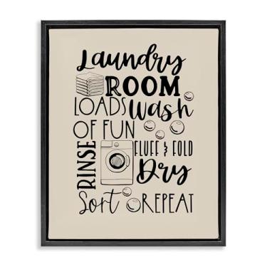 Imagem de Stupell Industries Laundry Phrases Mixed Typography Black Floater Framed Canvas Wall Art Design por Daniela Santiago, 25 x 31