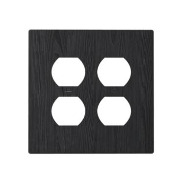 Imagem de Wpshijia Capas de tomada decorativas pretas vintage textura de madeira rústica de madeira 2 capas de soquete duplo duplo duplo placas de cobertura de interruptor de luz elétrica placas de parede duplo