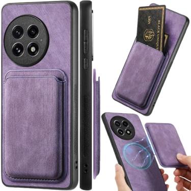 Imagem de Fofvccv Capa para OnePlus 13, carteira magnética destacável com porta-cartões, capa fina de couro PU à prova de choque com compartimentos para cartões para OnePlus 13-KC roxa