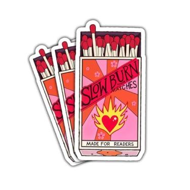 Imagem de 3 peças de adesivos Slowburn feitos para leitores, adesivos românticos para amantes de livros, adesivos Kindle à prova d'água de vinil para laptop, capa de telefone, adesivo de leitura de 3 polegadas