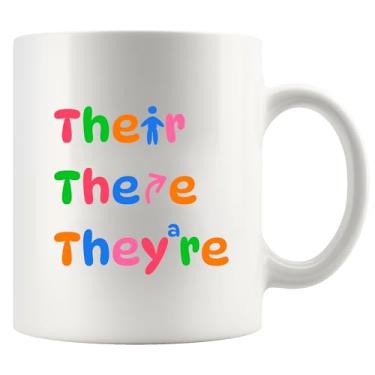 Imagem de Their There they're English Teacher Gifts from Students Editors Writers Teacher Appreciation Day Gifts Grammar Canecas Divertidas Café Cerâmica Caneca 325 ml Branco