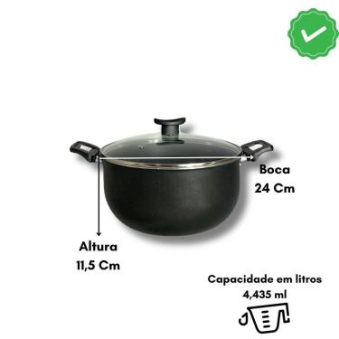 Imagem de Panela Grande Robusta Teflon Antiaderente Tampa De Vidro N24