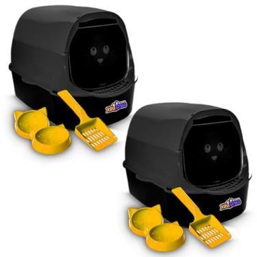 Imagem de 2 Banheiro Sandbox Fechada Caixa Areia para Gato Grande - Jelplast (Preto)