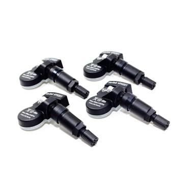 Imagem de Conjunto de 4 sensores de pressão de pneu MAX MXSA001 TPMS 433 mhz para BMW Mini substitui 36236781847 36236798726 E60 E90 E92 com haste de válvula de alumínio preto fosco reposição