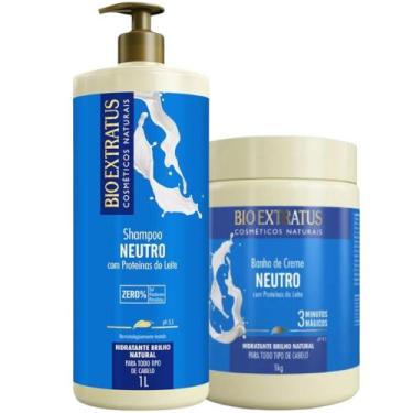 Imagem de Kit 1 Shampoo 1 Banho creme NEUTRO 1L BIO EXTRATUS - BIOEXTRATUS
