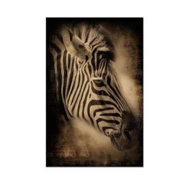 Imagem de Quadros em tela preto e branco animais decoração de parede, zebra com stampa artística retro animal, modernos mural fotos para sala de estar, quarto, casa de banho, sala de jantar, 80 x 128 cm (32 x