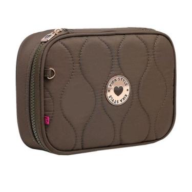 Imagem de Estojo Feminino Kika Box Quadrado Divisórias Escola Especial, Verde