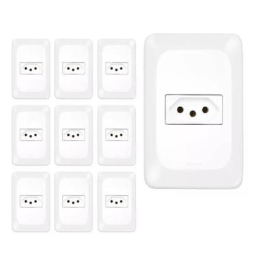 Imagem de Kit 50 Conjunto Tomada 2P+T Branco pop 10a 250v 4x2 pial legrand LGX03