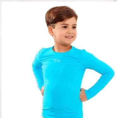 Imagem de Camiseta Manga Longa Uv50 Praia Piscina Azul Tamanho 1 a 14 - anjo da 