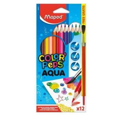 Imagem de Lápis De Cor Color'Peps Aquarelável c/ 12 Cores + Pincel - Maped