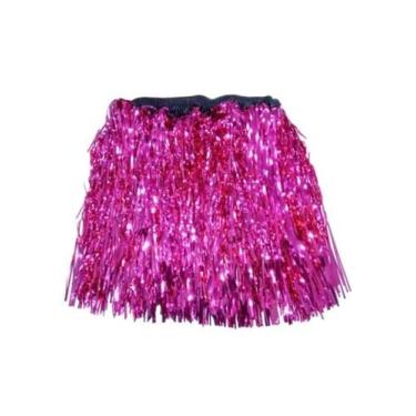 Imagem de Saia Fitilho Metalizado Rosa Carnaval 40cm Elástico e tiras autocolant