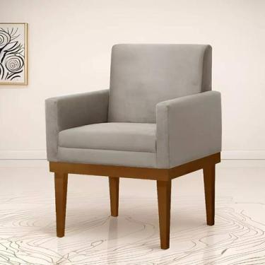 Imagem de Poltrona Isadora 0,60cm - Veludo Bege - Estofados Pérola.