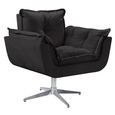 Imagem de Poltrona Opala Giratória Alumínio Suede Preto