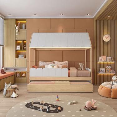 Imagem de Bicama Reversivel Casinha com Telhado, Led e Grade Frontal Dupla New Garden Casatema