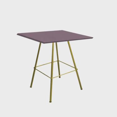 Imagem de Mesa de Centro Industrial Juan Eiffel Escritório Sala Ferro Dourado Tampo mdf Quadrado Rose Rosa - Ahazzo Móveis
