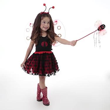 Imagem de Conjunto Joaninha Sortuda - body, saia tutu, asas, tiara e varinha