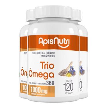 Imagem de Kit 3 Trio Omega 3, 6 e 9 Apisnutri 1000mg 120 cápsulas