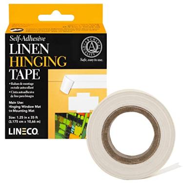 Imagem de (1, Multicolor) - Lineco Self Adhesive Linen Hinging Tape 3.2cm x 11m white linen tape