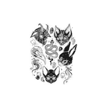 Imagem de Tatuagens de melhores amigos, coelho, cobra, morcego, tatuagens de coelho, duram de 1 a 2 semanas, são resistentes, têm aparência de tatuagem real, são resistentes à água,18 x 11 cm