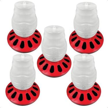 Imagem de Kit 5 Comedouro Frango Aves Alimentador 3,5L Rosca 12 Furos - Agropet