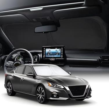 Imagem de NEVERLAND Para-brisa de carro Protetor solar de ajuste personalizado Nissan Altima 2019-Presente, capa de guarda-sol dobrável para proteção solar interior automotiva, prata
