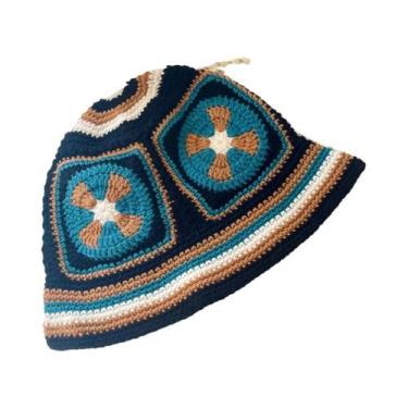 Imagem de Chapéu Balde de Crochê Multicolorido Feminino - Estilo Y2K com Flores 