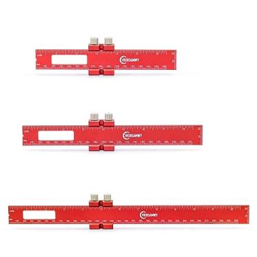 Imagem de Woodworking Ruler, Precision Pocket Rulers, VICHSAMWY Scribing Ruler 12, 8, 6 Inch Metal Slide Stop Marking Ruler Metric Inch, Square Ruler Adjustable Sliding Ruler Woodpeckers Tools, 3 Pcs