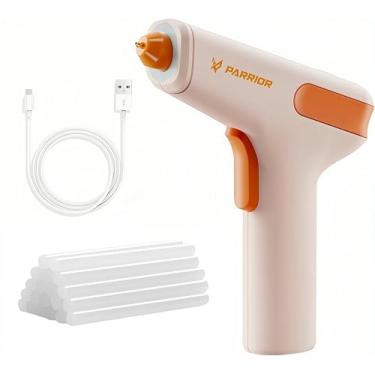 Imagem de Parrior Pistola de cola quente sem fio, cola automática PARRIOR e antigotejamento, pré-aquecimento rápido 15s, kit de pistola de cola de carregamento tipo C com bastões de cola para artesanato, artes,