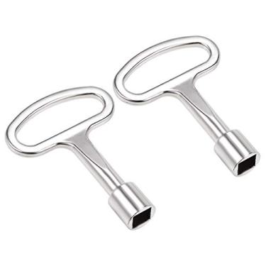 Imagem de Uxcell Chave de armário elétrico de liga de zinco de 8 mm, caixa de medidor de água quadrada com chave de segurança 2 peças