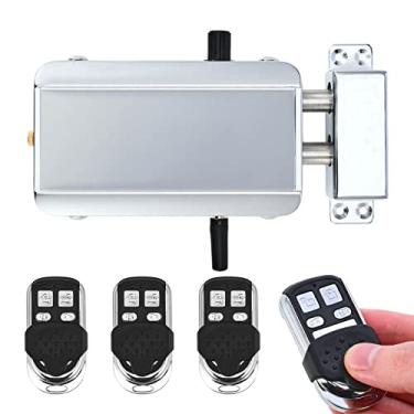 Imagem de Fechadura de porta eletrônica, fechadura de porta com controle remoto, antifurto, segurança doméstica, sem chave, fechadura oculta inteligente com 4 controles remotos