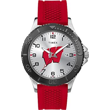 Imagem de Timex Tribute Relógio masculino Gamer 42 mm Quartzo com pulseira de silicone, Wisconsin Badgers, Relógio de quartzo