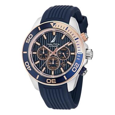 Imagem de Nautica Relógio masculino NAPNOF304 One Blue com pulseira de silicone, Azul