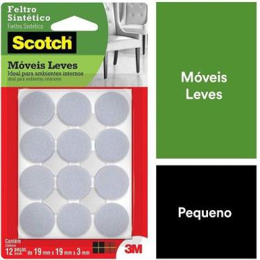 Imagem de Feltro Adesivo Cadeira Redondo P 19MM com 12 SCOTCH 3M