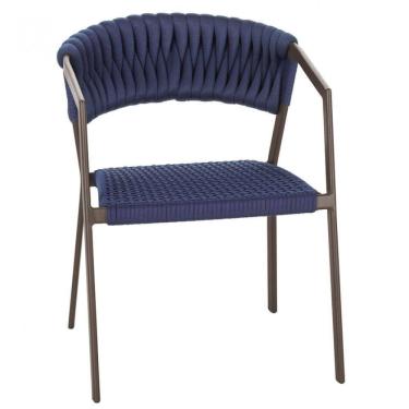 Imagem de Cadeira Atenas Tricô Náutico E Alumínio Varanda Cozinha Marr Azul