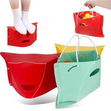 Imagem de Elfzone Banco de pé portátil dobrável – Cadeira de acampamento portátil dobrável de plástico leve, para acampamento, banquinho portátil para uso ao ar livre, churrasco