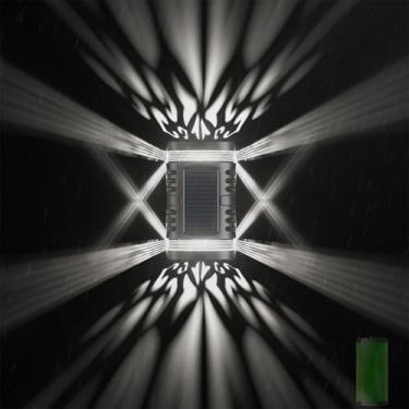 Imagem de Lâmpada de parede externa solar LED para cima e para baixo IP65 à prova d'água solar moderna arandela de parede externa para cerca de pátio porta da frente quintal garagem jardim preto 3000K/6500K