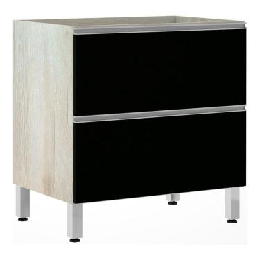Imagem de Balcão Sem Tampo 80cm Misto Basculante Lis Legno Crem e Preto Tx