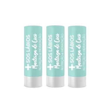 Imagem de Kit 3 unidades - SOS Lábios Lip Balm Manteiga De Coco 3, 5Gr Top Beauty, Top Beauty