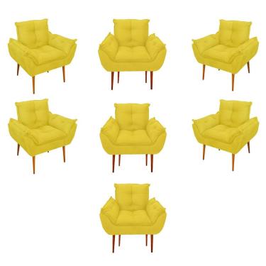 Imagem de Kit 07 Poltronas Decorativas Opala Retro Consultório Cor:amarelo